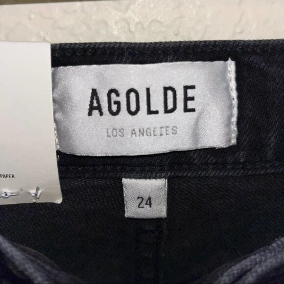Agolde Black Riley High Rise Straight Crop Size 24 New With Tags - Picture 9 of 10